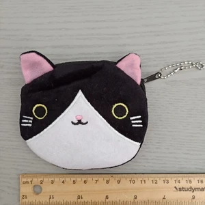 Cute Black & White Cat Zipper Coin Purse Novelty Gift LINED AUS Free Postage - Picture 1 of 4