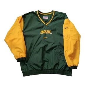 Vtg Nike Pro Line Green Bay Packers Pullover XXL Green Reversible Windbreaker - Picture 1 of 23