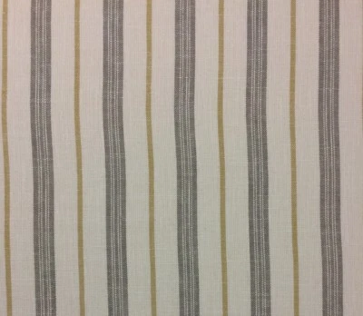 DESIGNER STRIPE GRAY WHEAT BEIGE WHITE 100% LINEN MULTIUSE FABRIC BY YARD 56"W - Image 1 of 4