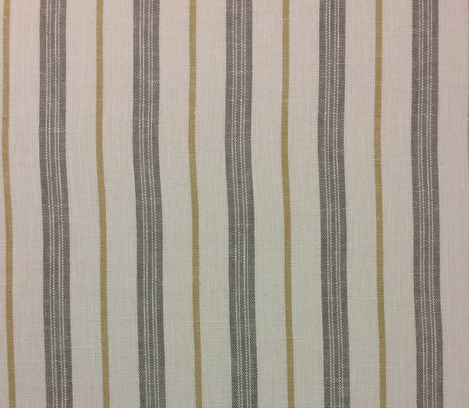DESIGNER STRIPE GRAY WHEAT BEIGE WHITE 100% LINEN MULTIUSE FABRIC BY YARD 56"W - Image 1 of 4