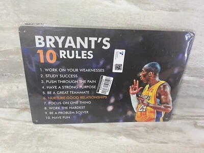 Коби Брайант знак "10 правил Брайанта" металлический вывески 12" x 8 "новый - Изображение 1 из 4