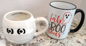 Juego de 2 tazas de Halloween fantasma de cerámica divertido fabuloso-boo-lous momia - Imagen 1 de 3