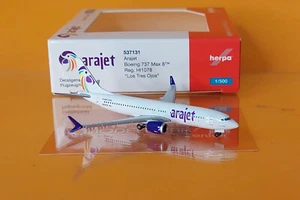 Herpa Wings 537131 Arajet Boeing 737 Max 8 – HI1078 “Los Tres Ojos” 1:500 NEU - Picture 1 of 2