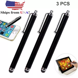 3 Pack Universal Black Touch Screen Pen Metal Stylus Fr iPhone 8 7 iPad Samsung - Picture 1 of 4