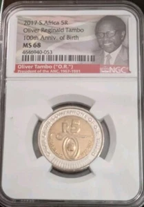 2017 S. Africa 5 Rand- NGC MS68 Oliver Reginald Tambo 100th Anniv. Of Birth - Picture 1 of 2