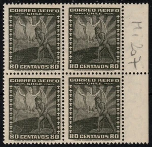 Chile 1935 Michel 207 Sofich 228 Bloque Cóndor 80c con wmk con filigrana MNH VF - Imagen 1 de 1