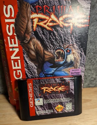 Primal Rage (Sega Genesis, 1994) - Box and Cartridge - Image 1 of 2