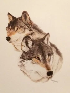 Western Art/Wildlife-Wolves ""Alpha Paar"" Farbdruck vom Künstler Larry Bees - Bild 1 von 2