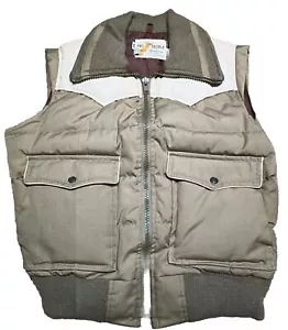 Gilet imbottito vintage Ski Daddle Down marrone e marrone uomo M HG - Foto 1 di 7