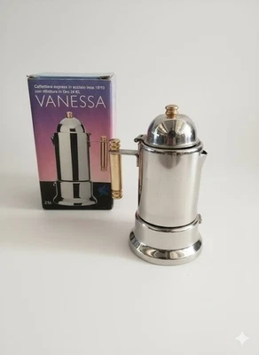 **ALPU PUPPIENI VANESSA Moka 2 Tazze ORO 24K INOX NOS Lusso Made Italy** - Immagine 1 di 4