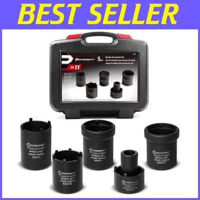 Spindle Nut Socket Set, 5 Pc, Chrome Vanadium Steel - Image 1 of 4