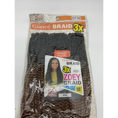 Glance Trenza 3X Zoey Trenza 18" Ganchillo Cabello OT30 Ombre Twist Trenzas Pack Foto 1 de 4