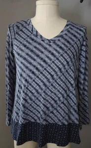 Camisa Pure Jill Jill Azul Suave Tejido Dobladillo en Contraste LS V Cuello Talla M - Imagen 1 de 6