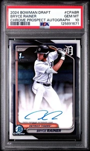 2024 Bowman Draft Chrome Bryce Rainer 1st Auto PSA 10 CPA-BR Detroit Tigers - Bild 1 von 3