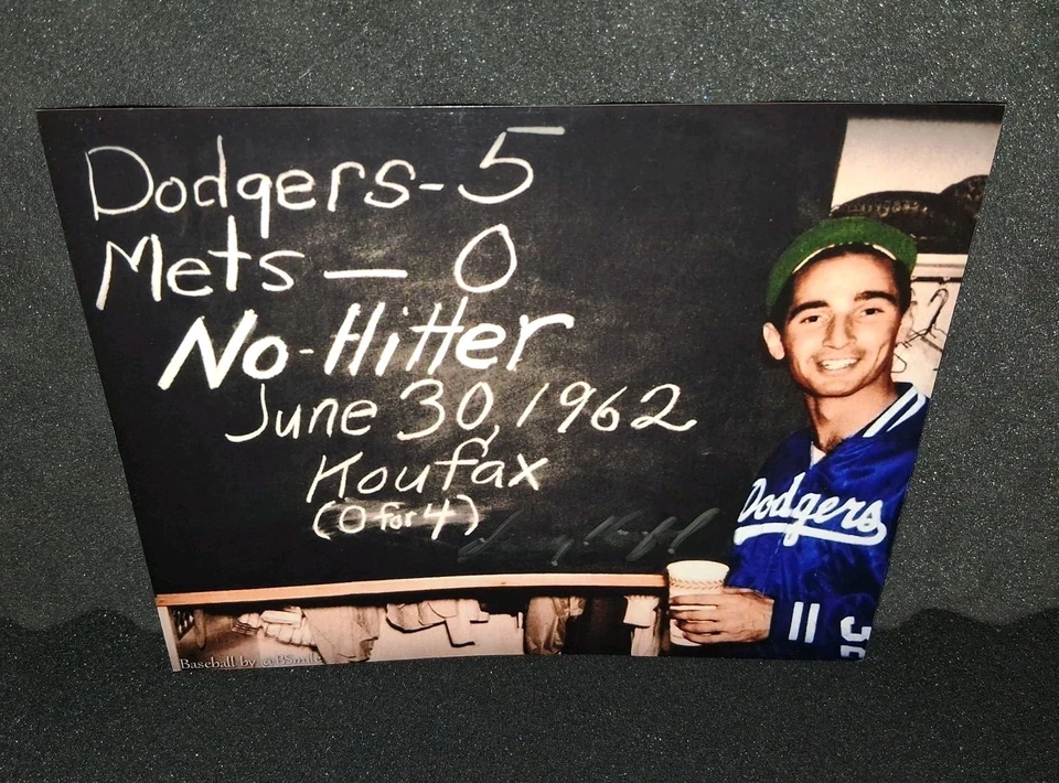 Sandy Koufax Brooklyn Dodgers LA Dodgers Autographed 8x10 photo & COA No Hitter - Image 1 of 2