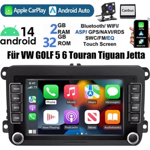 Für VW Golf 5 6 Polo Touran Passat Tiguan GPS Navi Carplay Android 14 Autoradio - Bild 1 von 12