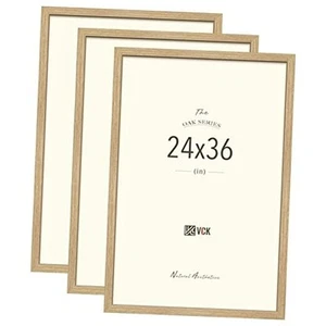 Poster Frame Set of 3 - Oak, Natural Solid Wood Picture 24x36 Natural Oak - Picture 1 of 8