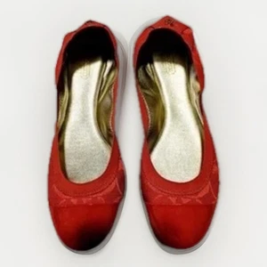 COACH Dalia Scrunch Signature Orange Ballet Size 9B Flats Shoes Q1794 - Picture 1 of 10
