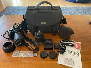 Nikon D3100 14.2MP Digital Camera With 55-200 and 17-55mm Lens, Bag + more WORKS - Picture 1 of 22