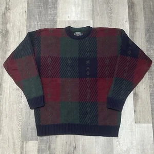 Vintage Chaps Ralph Lauren Aztec Sweater Mens L Hand Knit Heavy Cotton/Linen - Picture 1 of 4