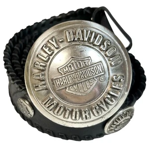 Cintura in pelle Harley Davidson TAGLIA 4 medaglioni in metallo tondi neri 99545 **DIFETTO* - Foto 1 di 17