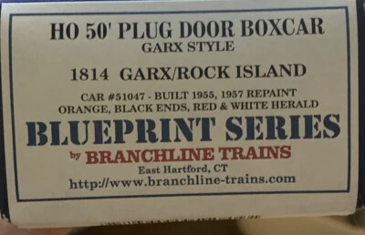 Branchline Trains Blueprint  HO Kit #1814 50’ Plug Door Box Car GARX/Rock Island - Image 1 of 3