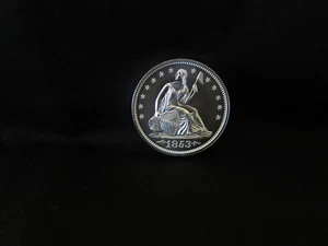 1853 Flechas y Rayos Liberty Sentados Conmemorativos 2 oz Plata HR EE. UU. Hecho BU Redondo - Imagen 1 de 2
