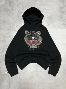 Kenzo Paris Tiger Logo Hoodie Mens Size S Black Auth Y2K - Picture 1 of 10