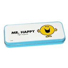 Mr Men Pencil Case Mr Happy Stationery Storage Tin Box Home School Office Gift
