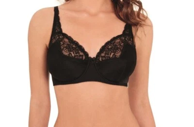 Sujetador Charnos Superfit Negro Encaje Talla 32D Con Aros Sin Acolchado Copa Completa 131 Nuevo Foto 1 de 4