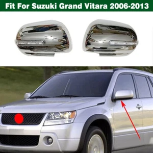Pair Side Mirror Cover Trim Chrome W/ LED Lamp For Suzuki Grand Vitara 2006-2013 - Foto 1 di 11