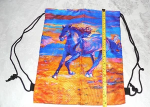 New Horse Men Women Kids Drawstring Cinch Sack Back Pack Wild Running Horse - Picture 1 of 4