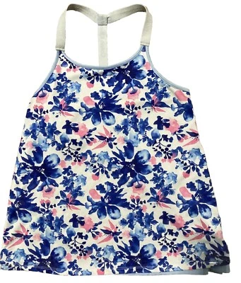 Calvin Klein espalda deportiva entrenamiento natación top talla XL talla 16 azul blanco rosa floral Foto 1 de 4