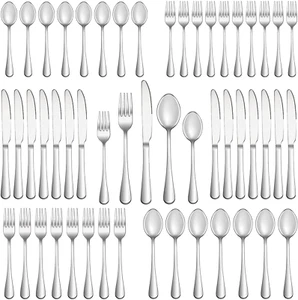 60 Piece Silverware Set Service for 12,Premium Stainless Steel Flatware Set,Mirr - Picture 1 of 7
