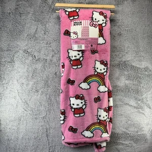 Hello Kitty Rainbow Clouds Red Bow Faux Fur 50x70" Plush Pink Throw Blanket NWT - Picture 1 of 4