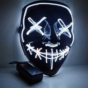 Halloween Clubbing Light Up LED Mask Costume Rave Cosplay Party Purge 3 Modes - Picture 1 of 30