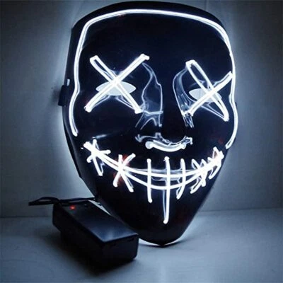 Halloween Clubbing Light Up LED Mask Costume Rave Cosplay Party Purge 3 Modes - Image 1 of 4