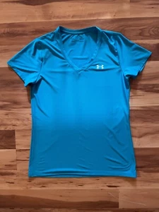 Under Armour Heat Gear V Neck Semi-Fitted Athletic Shirt Women's Medium Teal - Bild 1 von 7
