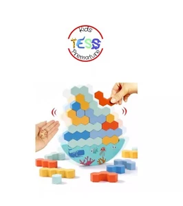 Tower Balance Game Stacking Wooden Blocks /Tower Game Balancing Building Blocks - Picture 1 of 3