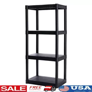 4-Shelf Plastic Storage Rack Heavy Duty Organizer Home Garage 200lb Capacity New - Picture 1 of 7