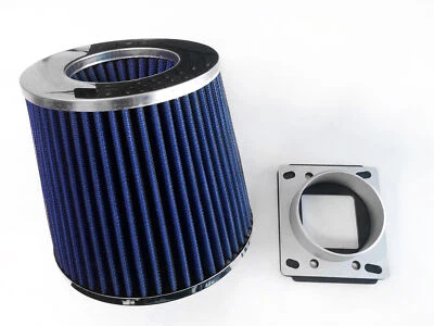 BLUE Air Intake Filter + MAF Sensor Adapter For 1998-2003 Ford Escort ZX2 2.0 L4 - Image 1 of 3