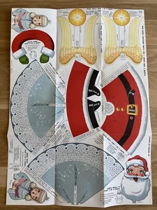 1957 Vintage Nos Paper EVERSHARP Christmas ADVERTISING 3D SANTA And 2 ANGELS New - Picture 1 of 10