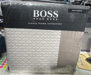 HUGO BOSS SIZE KING COVERLET COLOR PUNICE STONE NEW - Picture 1 of 4