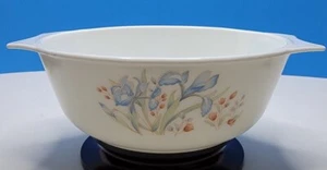 8" Pyrex, England, Blue Iris, Double Handled Glass Casserole Bowl. No Lid. - Picture 1 of 9