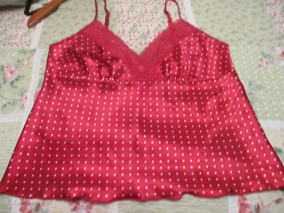 Enchanting Liquid  Camisole Shirt Size Medium Glossy Pink/White    FREE SHIPPING - Image 1 of 4