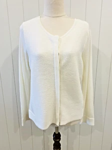 Jigsaw Size M Medium White Long Sleeve Cardigan Cotton Cashmere Mix Lightweight - Picture 1 of 14