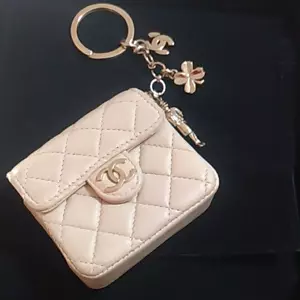 CHANEL Coco Mark Mini Mini Matelasse Coin Case w/Charm beige From Japan - Picture 1 of 10