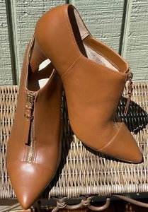 New Michael Kors Andi LT Brown Leather Booties Boots Size 10 / 41 $165 - Picture 1 of 9