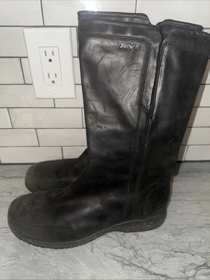 TEVA Capistrano Botas Altas Impermeables Cuero Negro 1003013 Cremallera Lateral Mujer 10 Foto 1 de 4