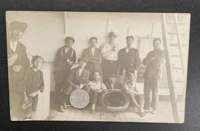 Foto alt Portrait Schnelldampfer Cap Polonio Hamburg Schild Leute Menschen Bild - Bild 1 von 2